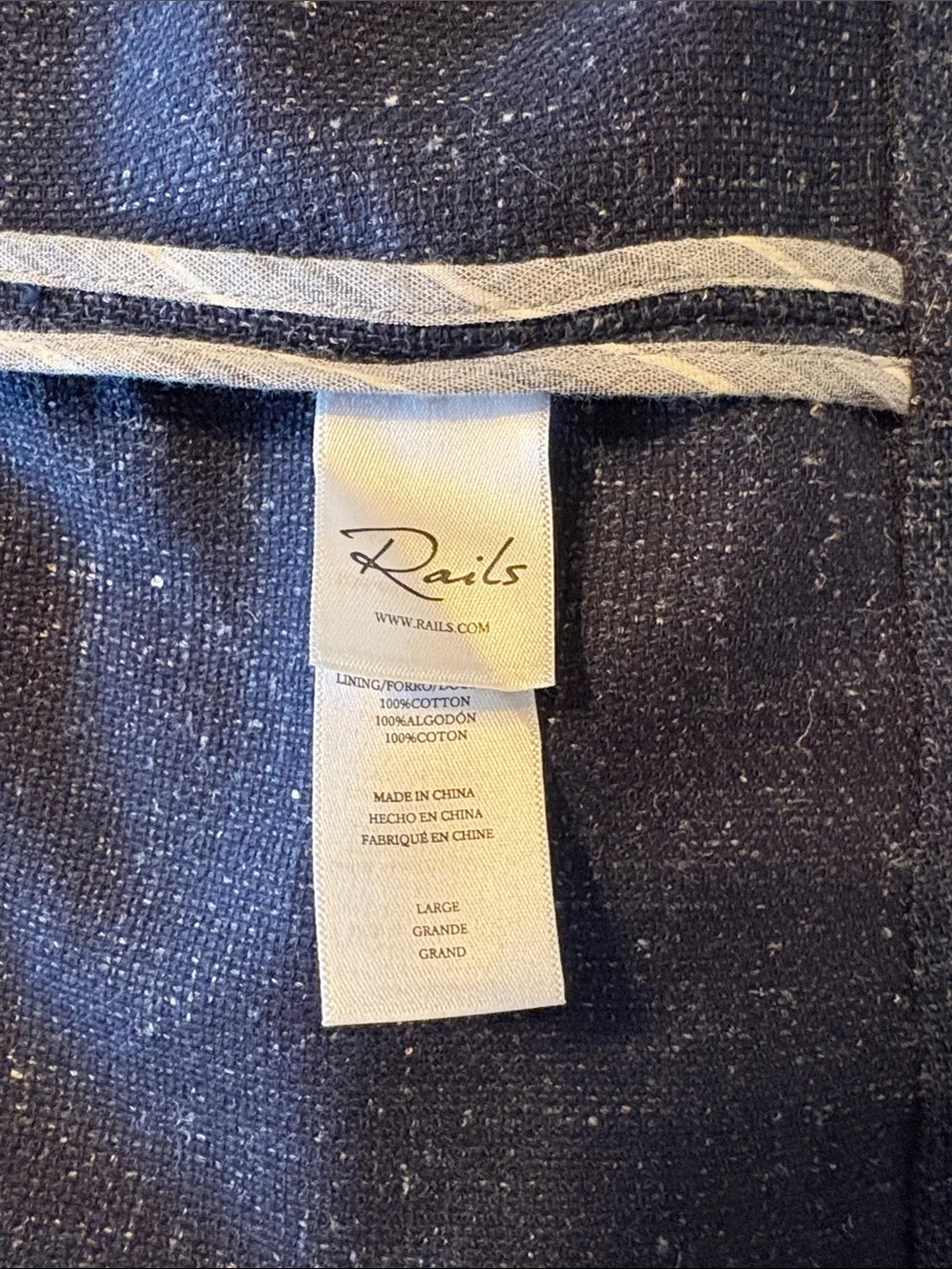 Rails Navy Textured Open Blazer